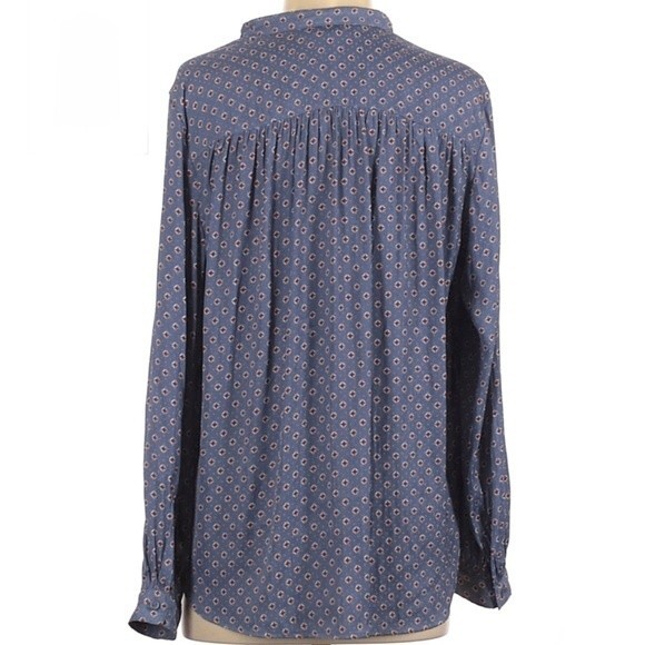 H&M long sleeve V-neck diamond print blouse top size 4 - Picture 2 of 6